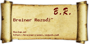 Breiner Rezső névjegykártya